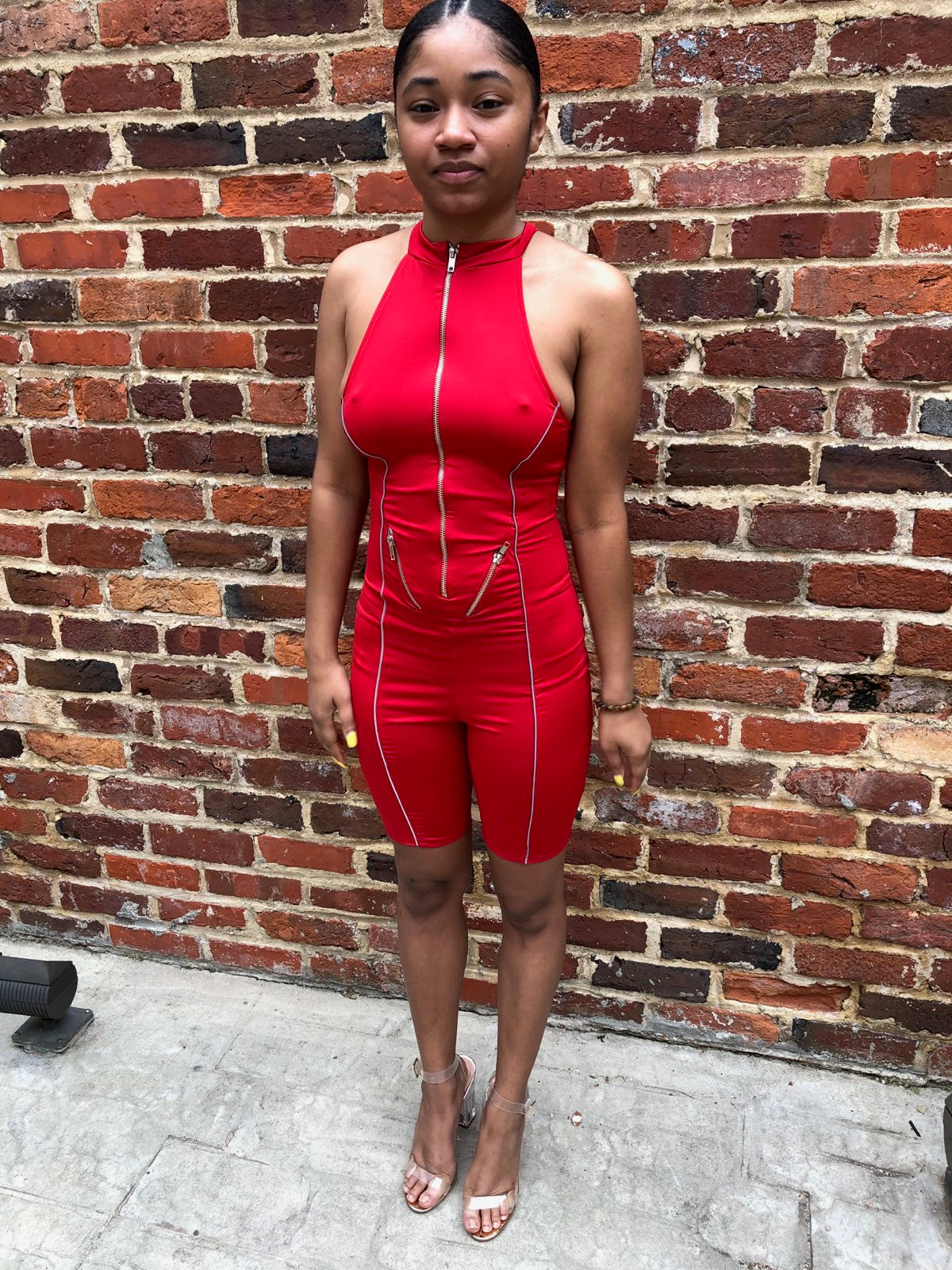 Halter Zipper Romper