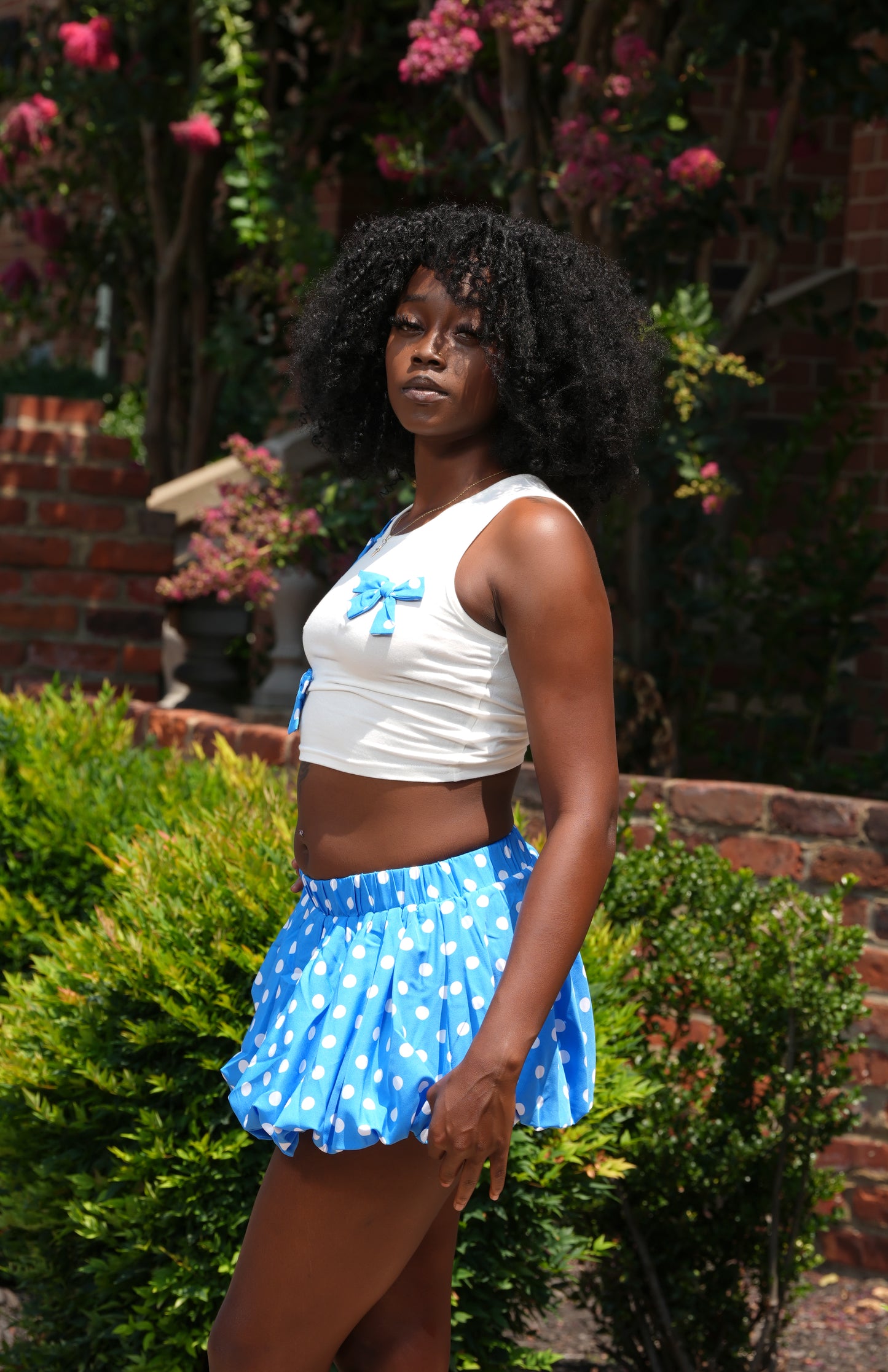 Blue Polka Dotted Matching Set