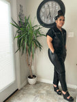 Leather me down jumpsuit