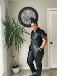 Leather me down jumpsuit