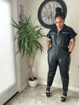 Leather me down jumpsuit