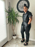 Leather me down jumpsuit