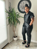 Leather me down jumpsuit