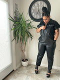 Leather me down jumpsuit